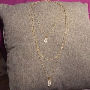 Dangly layered crystal necklace lightly worn